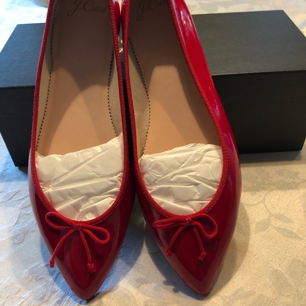 NWT Patent Leather J Crew Gemma Ballet beautiful never worn with box.